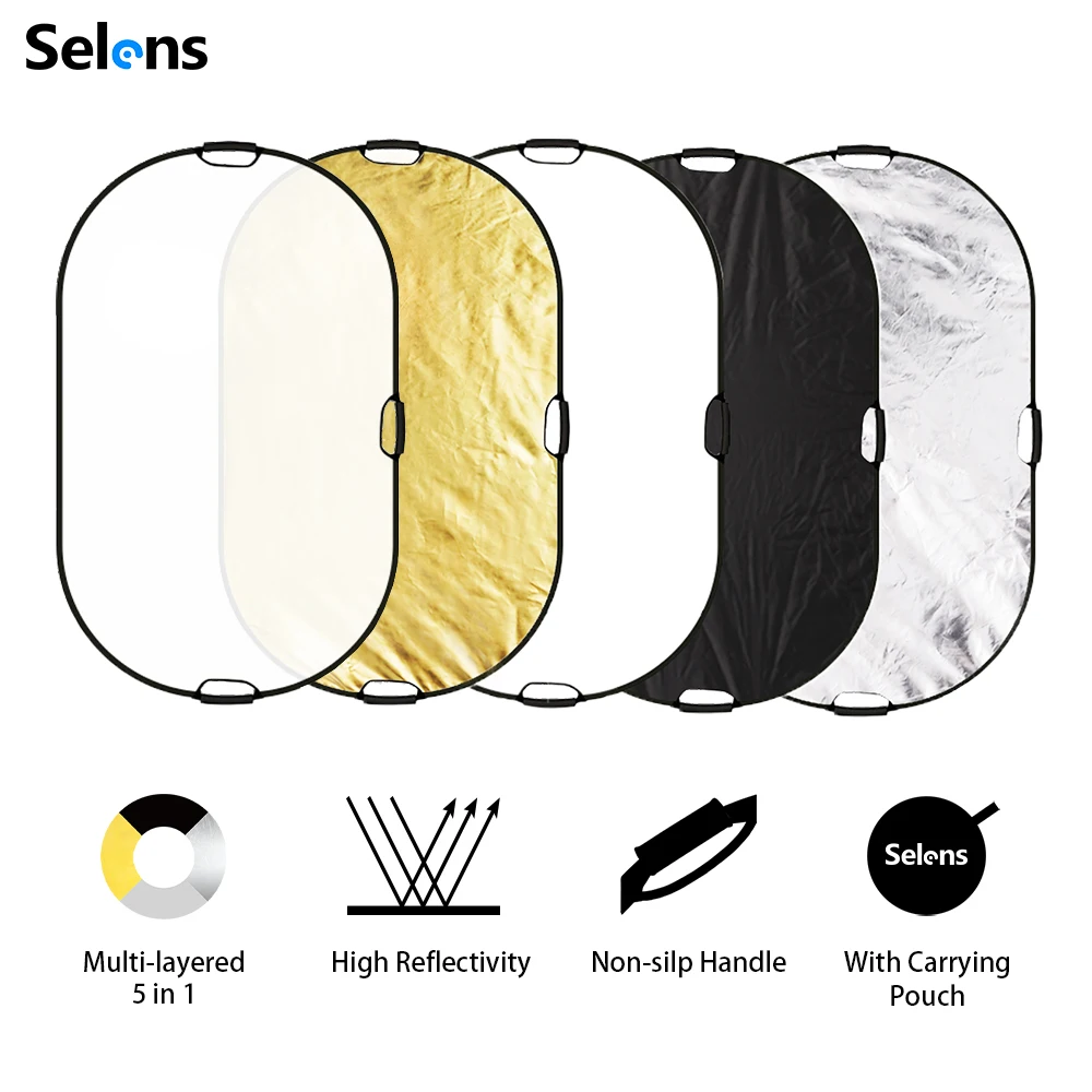 5 in 1 Reflector Multi Disc Photography Studio Photo Oval Collapsible Light Reflector handhold portable photo disc