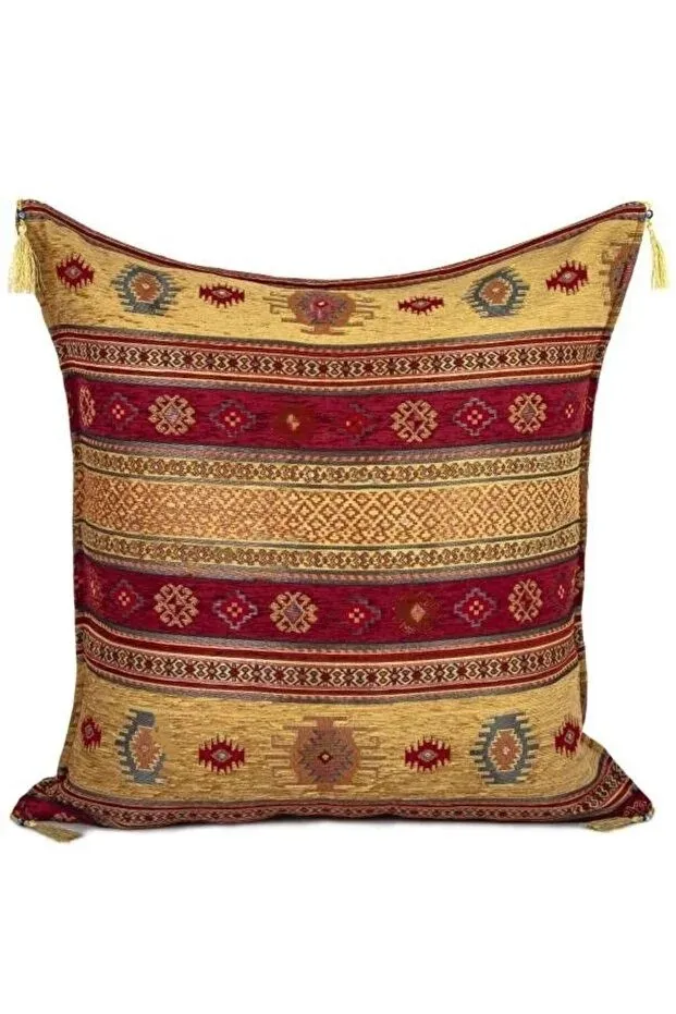 Kilim Pattern (70cmx70cm) Chenille Fabric Tasseled Square Home Garden Cushion Cover NO13