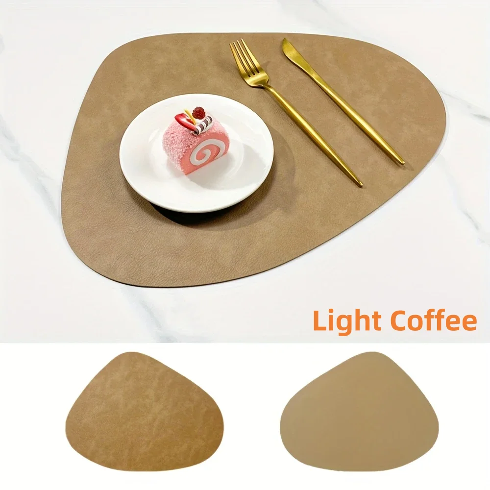 NONE Tischsets aus PU-Leder, wasserdichte Kaffeepetzer, Küchentischsets, leicht abzubauen, faltenfreie Esstischsets für die Küche 4