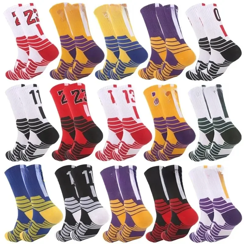 Chaussettes de basket-ball professionnelles pour hommes et enfants, épaisses, mi-mollet, antidérapantes, bas de serviette, chaussettes de sport, tissu polypropylène