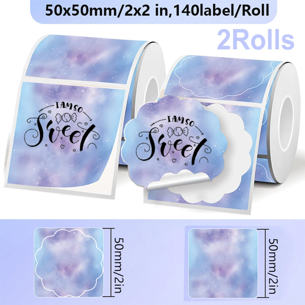 50x50mm Selbstklebende Thermische Etikettenrolle Kompatibel mit Phomemo M110 M220 M200 E210 P50 DETONG P1 WP952 Drucker