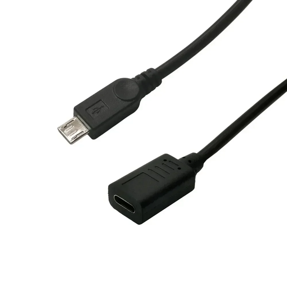 Câble Micro USB mâle vers USB C femelle V8 vers Type C femelle, synchronisation de données, Charge, pour smartphone, coudé haut, vers le bas, gauche et droit, 25cm