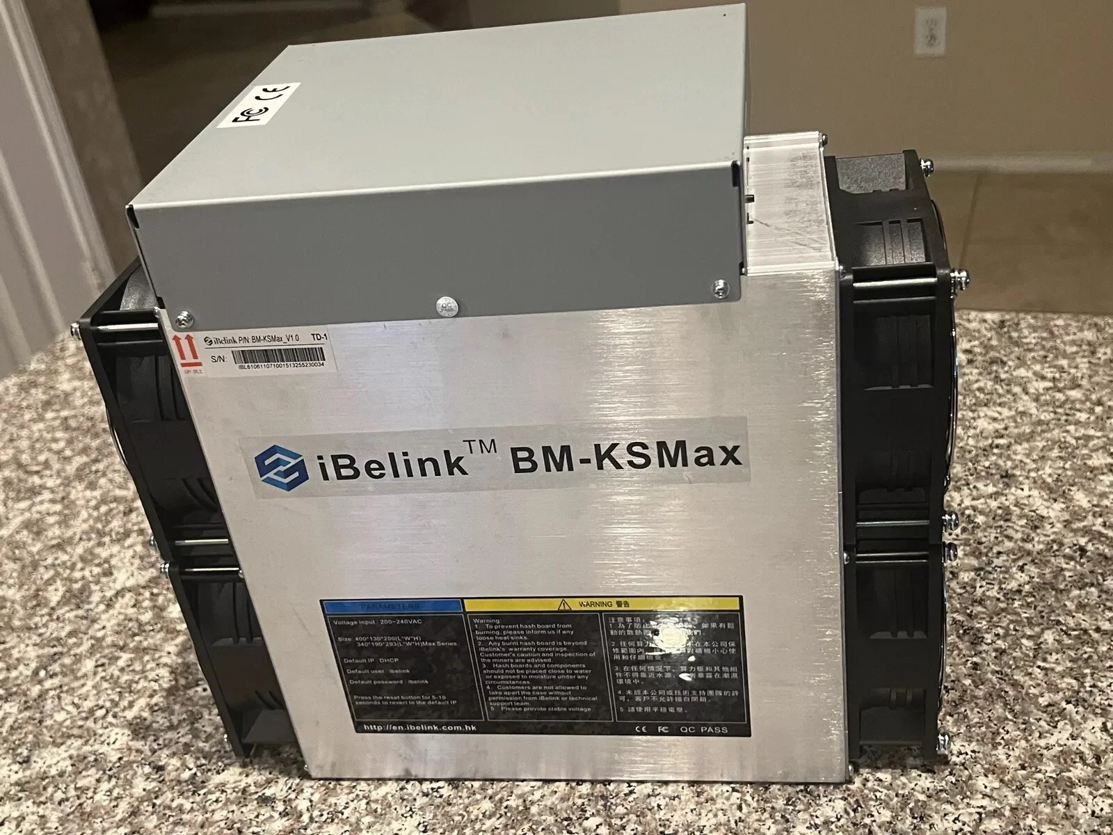 

BEAND NEW iBeLink BM-KS Max KAS Miner 10.5TH/s 3400W KAS Crypto ASIC miner iBelink BM KS Max 10.5T Kaspa Miner Machine PSU
