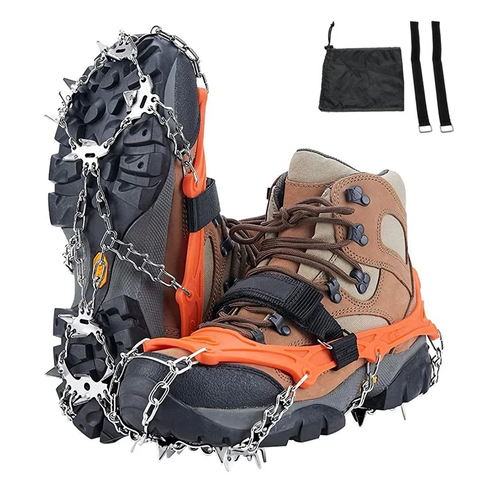 Crampons chaussures 19 pointes glace neige pince chaussures Camping anti-dérapant escalade protéger pour Jogging marche randonnée sur neige glace
