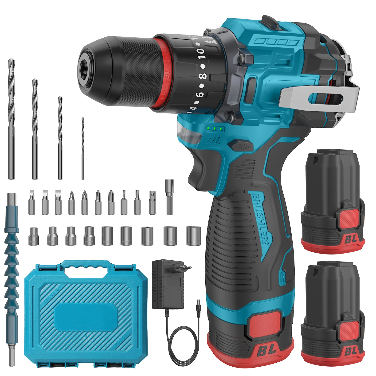 Trapano a percussione brushless 16,8V 90N·m, avvitatore a impulsi senza fili 20+3, avvitatore elettrico senza fili, utensile elettrico per la lavorazione del legno