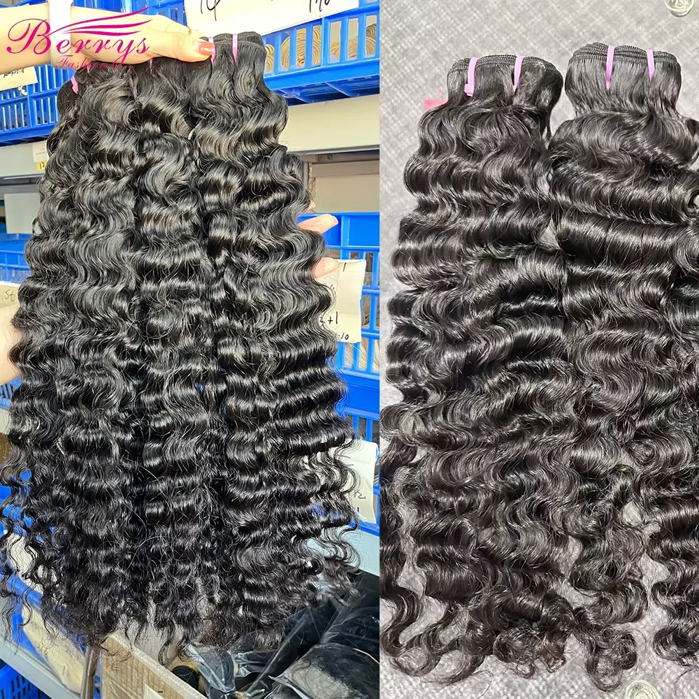 베리 헤어 베트남 곱슬 헤어 100%, 가공되지 않은 곱슬 웨이브 인모 익스텐션, 여성용 생 번들, 1/3/4 개