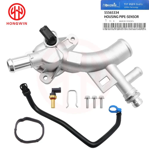 Imagen 2 del producto Carcasa de termostato de refrigerante de aluminio, salida de agua y manguera de entrada para Chevrolet Cruze Sonic Trax Buick Encore 1.4L 25193922 55565334
