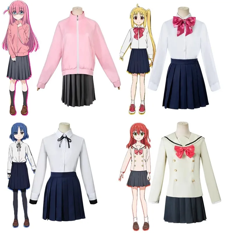 أزياء Bocchi the Rock التأثيرية Hitori Gotoh Nijika Ijichi Ryo Yamada Ikuyo Kita Girl الزي المدرسي أنيمي JK للحفلات التنكرية