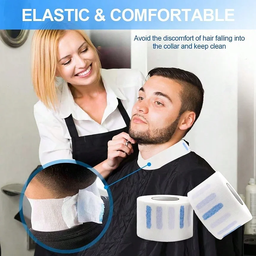 5-Pack Neck Strips Cutting Tools For Professional Hairstylists, Disposable Hairdressing Neck Strips, Barber Supplies, White