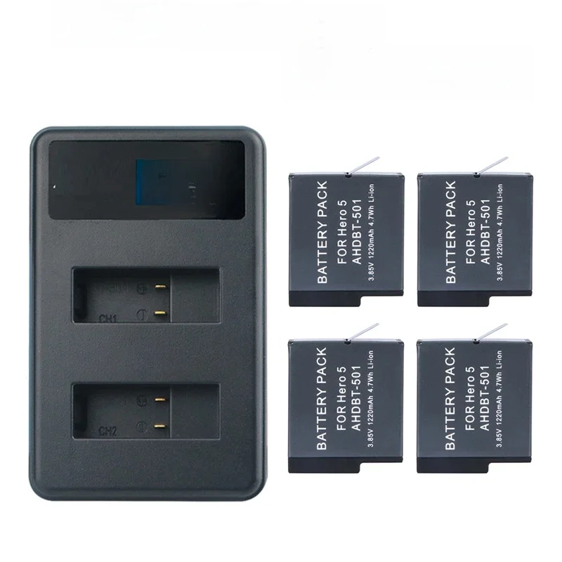Do GoPro Hero 5 Hero 6 Hero 7 8 czarny akumulator + podwójna ładowarka do GOPRO Hero 8 7 hero6 hero5 Black Akcesoria do kamery — zdjęcie 2
