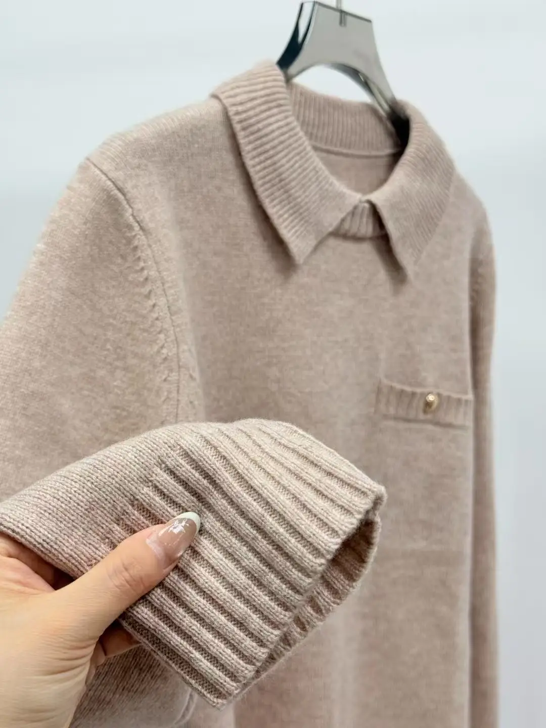 ياقة دائرية أنيقة مع سترة صغيرة متماسكة بياقة مقلوبة #4