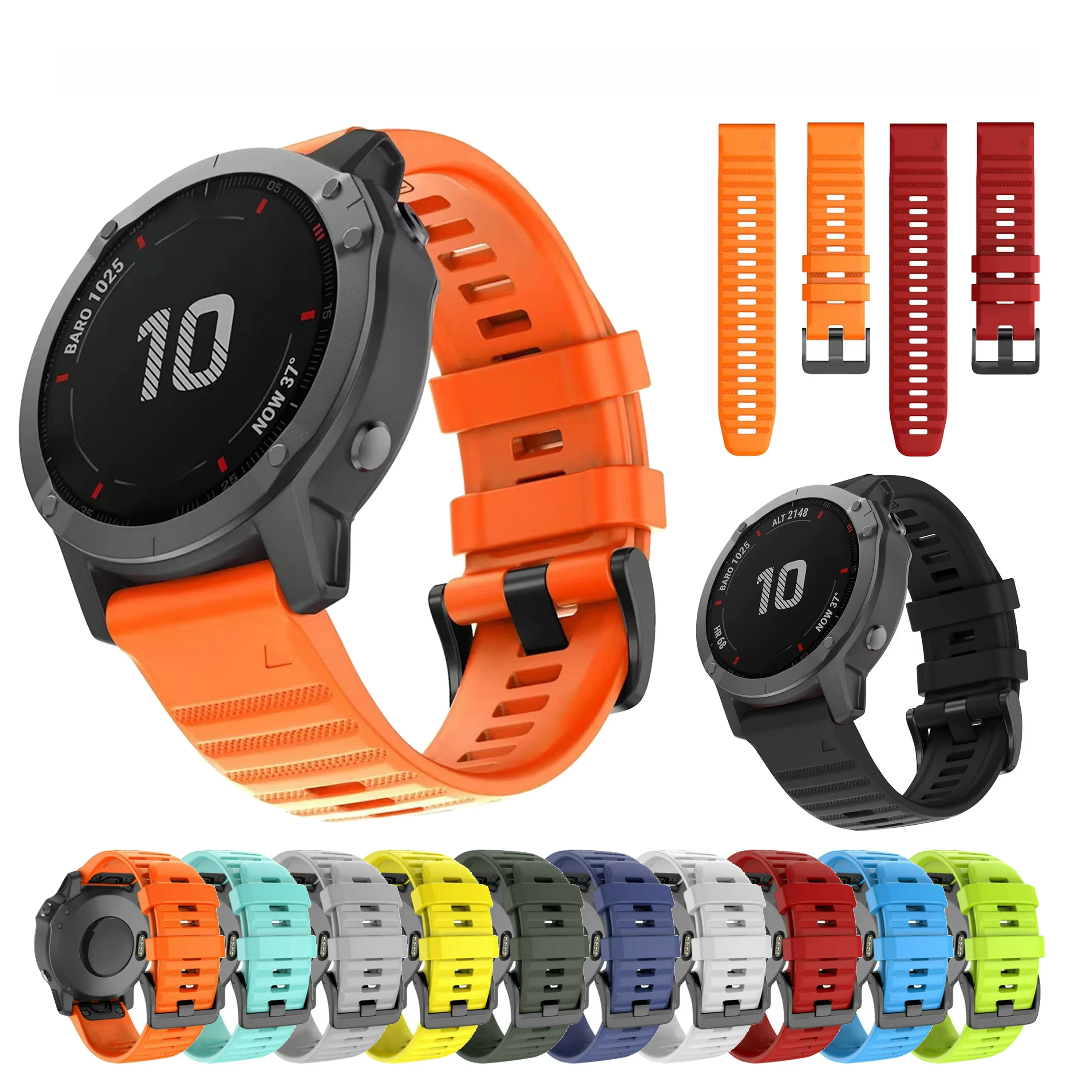 Pulseira de Silicone para Garmin Fenix, QuickFit WatchBand, 20mm, 22mm, 26mm, 7X, 7S, 7 Pro, Solar,