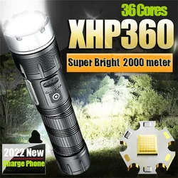 3000000lm強力なLED懐中電灯,36コアxhp360,USB 26650,充電式フラッシュ,戦術的な懐中電灯,ランタン