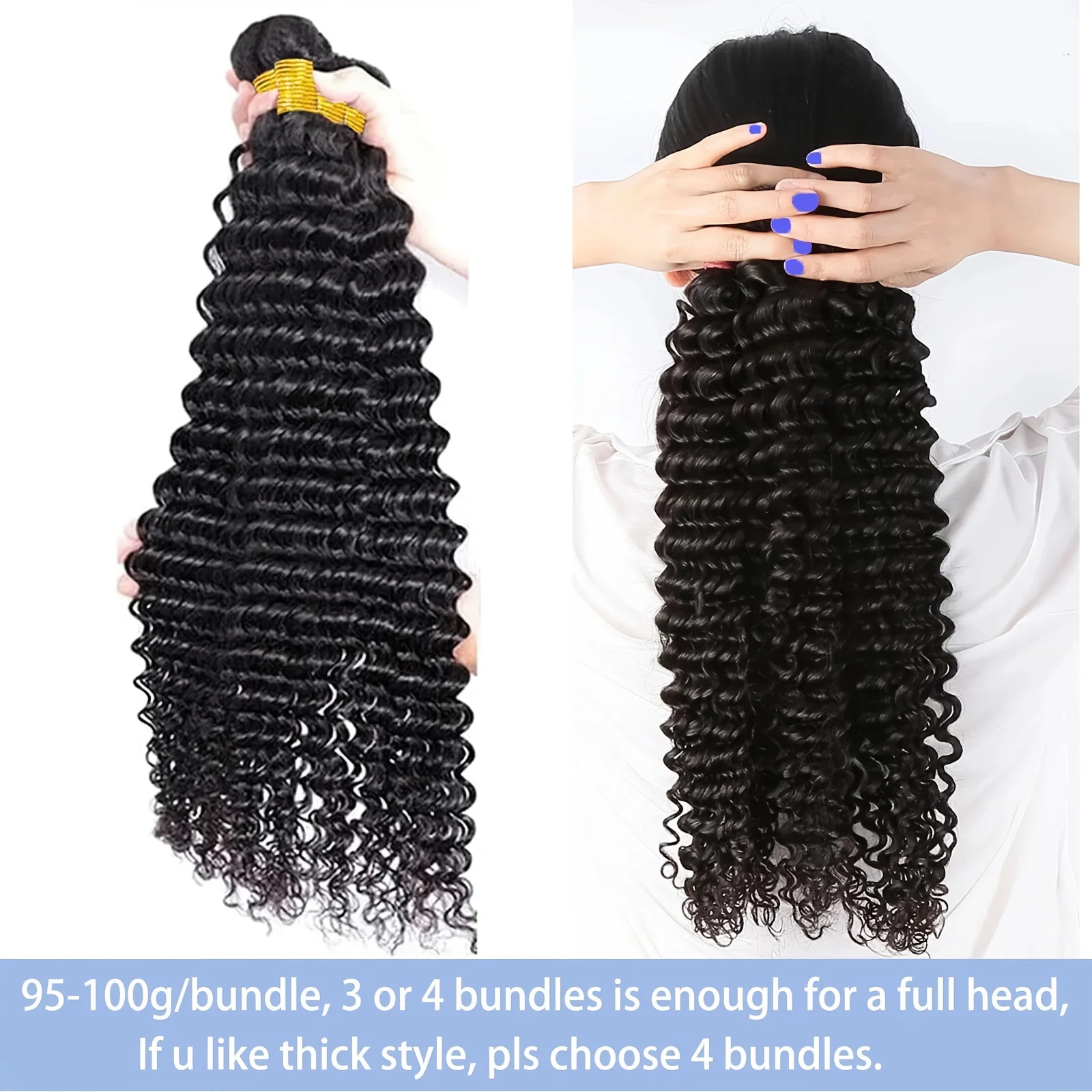 딥 웨이브 1 3 묶음 100% 브라질산 버진 인모 딥 웨이브 묶음 딥 웨이브 헤어 익스텐션 진짜 인모 # 1B 번들