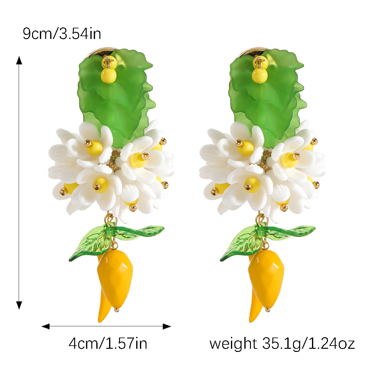 أقراط ليمون ثلاثية الأبعاد للفتيات من Zaa ، أقراط زهور مع سحر ، مثالية لقضاء العطلات على الشاطئ ، مثيرة للاهتمام ، جديدة