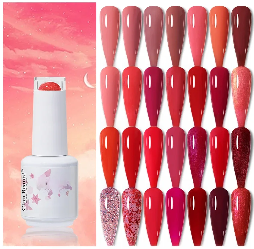 Clou beaute 15ml gel unha polonês semi-permanente híbrido preto vermelho cor gel polonês arte do