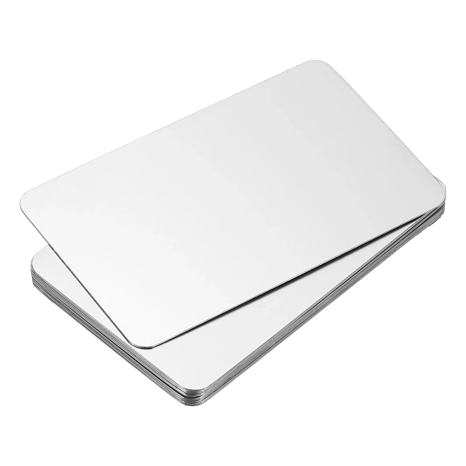 12/30/50 Stück 0,3/0,5/0,8 mm Edelstahl-Metall-Visitenkarten, leere Namenskarte, Lasergravur für DIY-Geschenkkarten, Silber/Schwarz