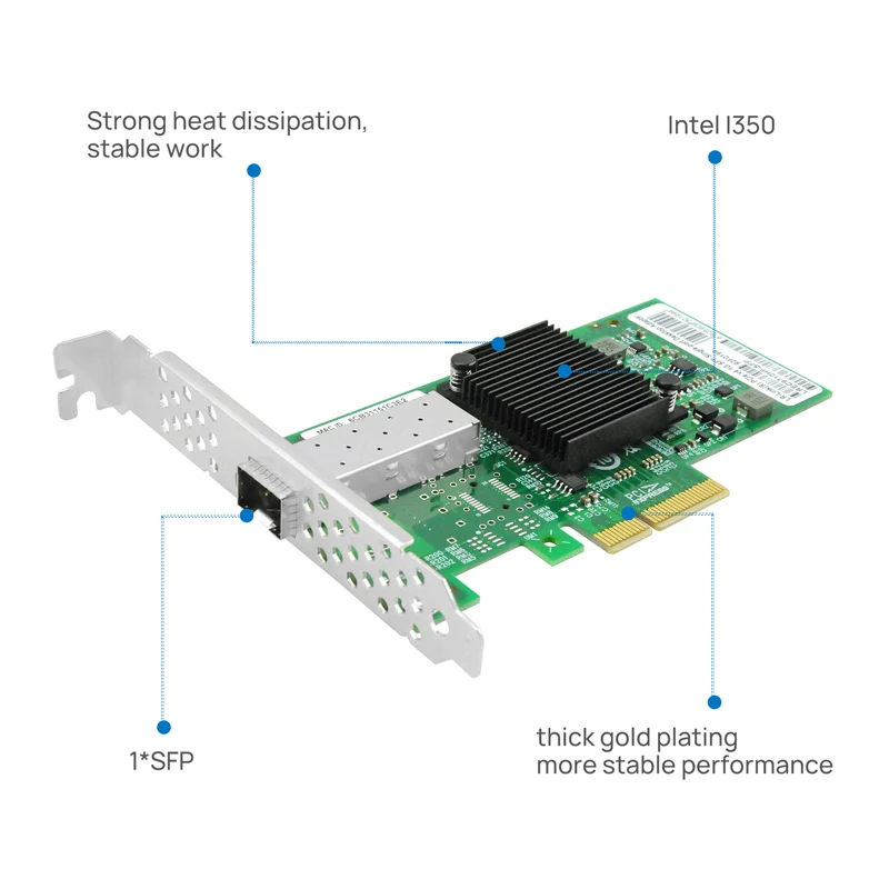 Imagem -03 - Lr-link 9710hf-sfp Pcie x4 Gigabit Placa de Rede Adaptador de Servidor de Fibra com Base na Chip Intel I350am2