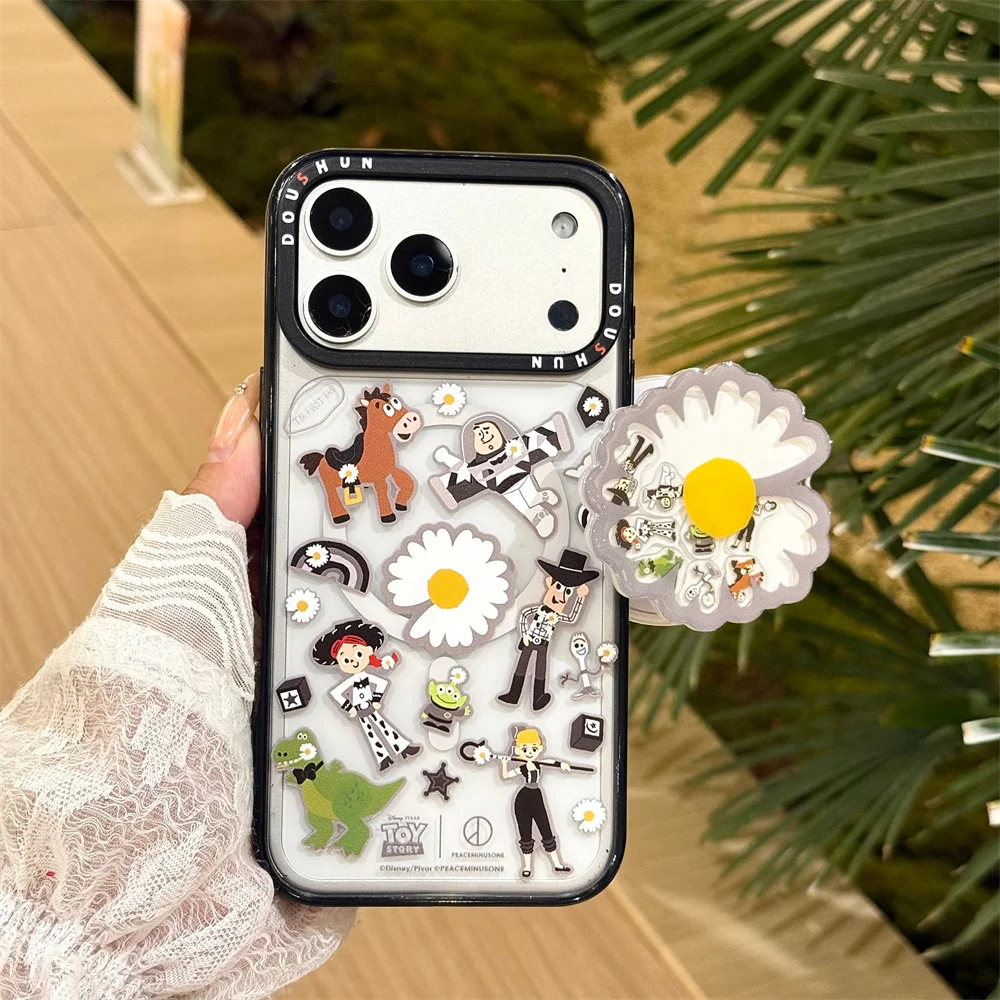 Urocze etui na telefon z motywem kwiatów i zabawek, magnetyczne, do iPhone 18 Pro Max 17 16 15 14 Pro 16 Pro 17 Pro, z podstawką Magsafe i łańcuszkiem. — zdjęcie produktu 5