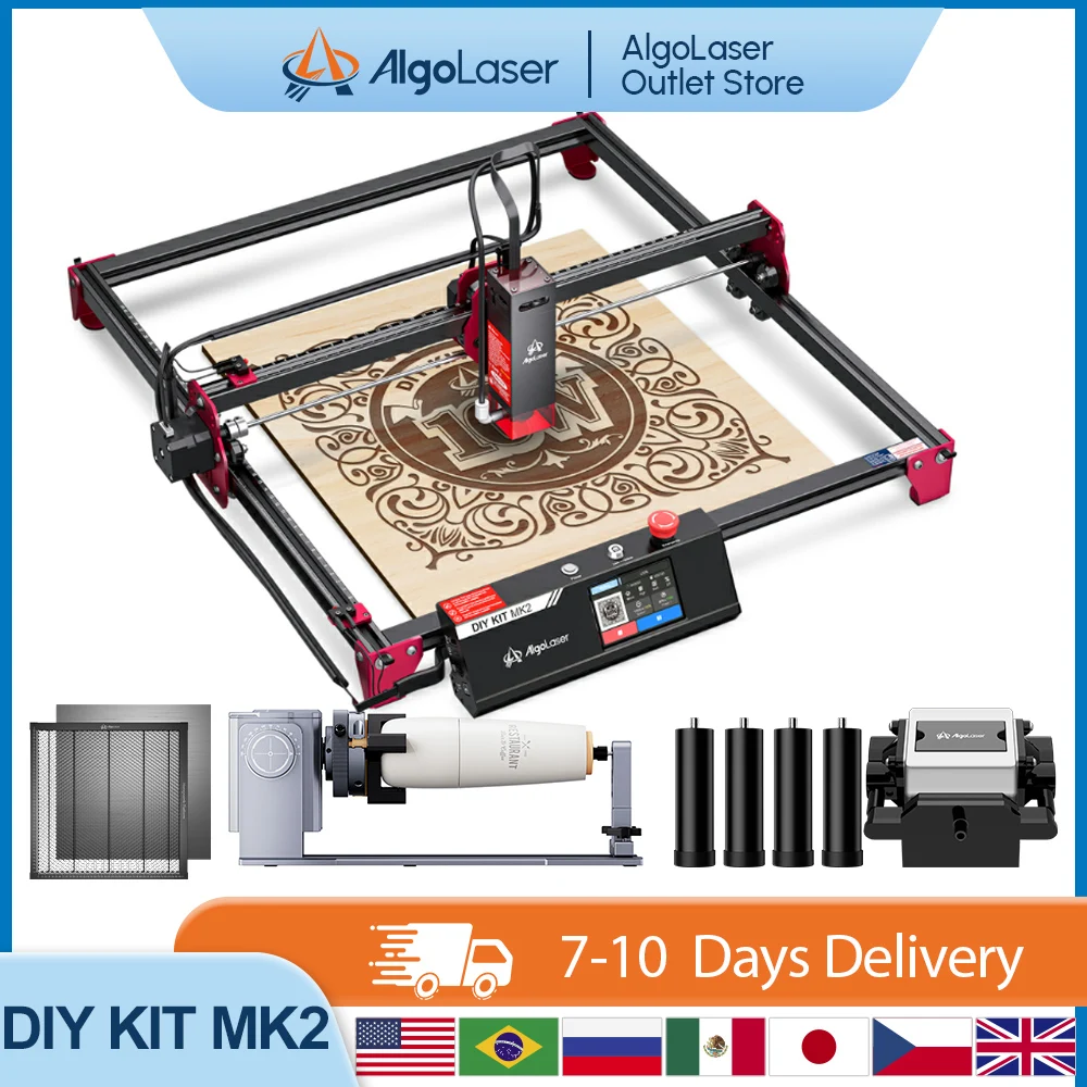 

Мощный лазерный гравировальный станок Algolaser Diykit 10 Вт, Высокоскоростной гравировальный станок с управлением через приложение для резки стекла, дерева, пластика, акрила
