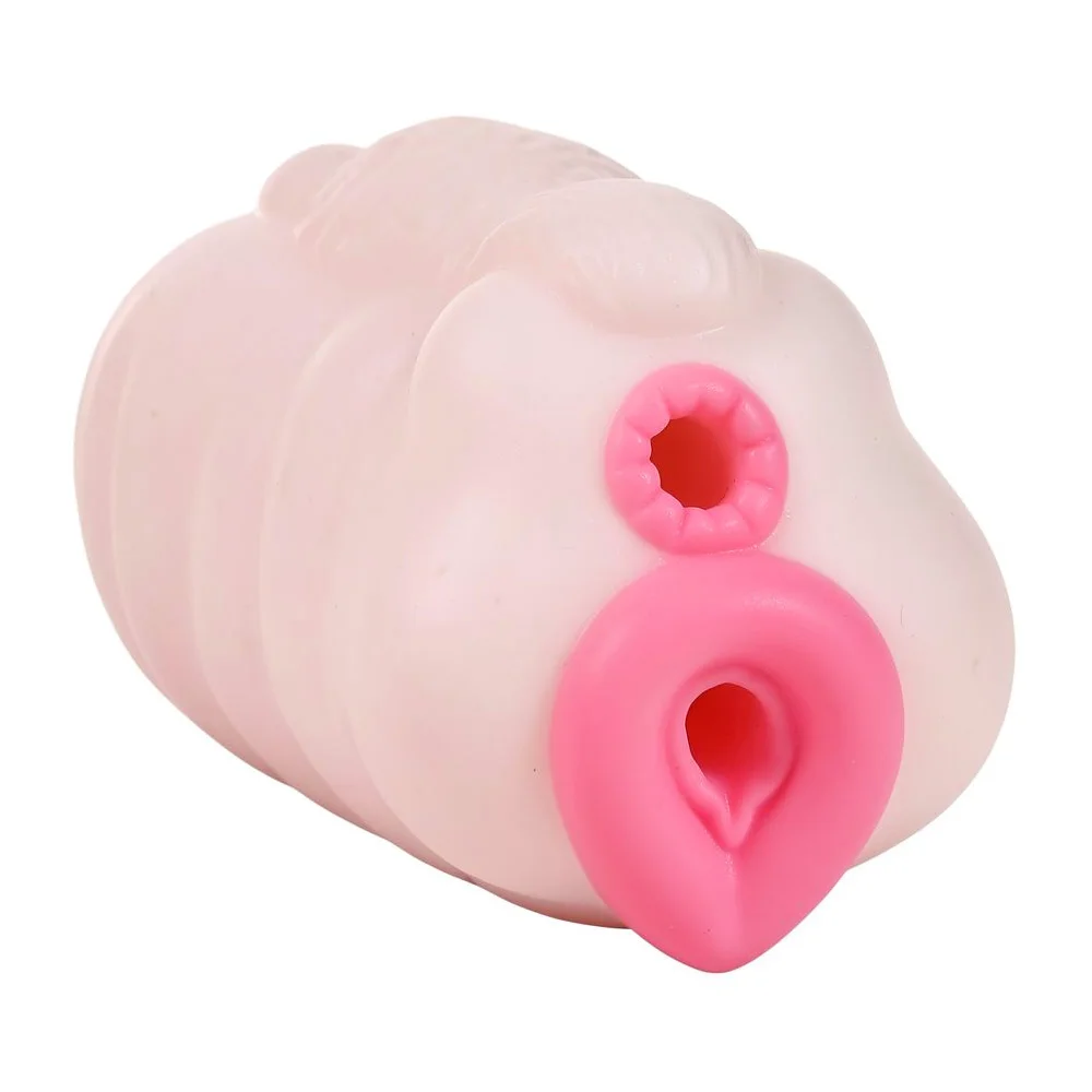 Realistic Pink Pony Sex Toy for Men Plump Butt Dual Entry Vagina Anal Fantasy Stroker Silicone Pocket Pussy Male Masturbator