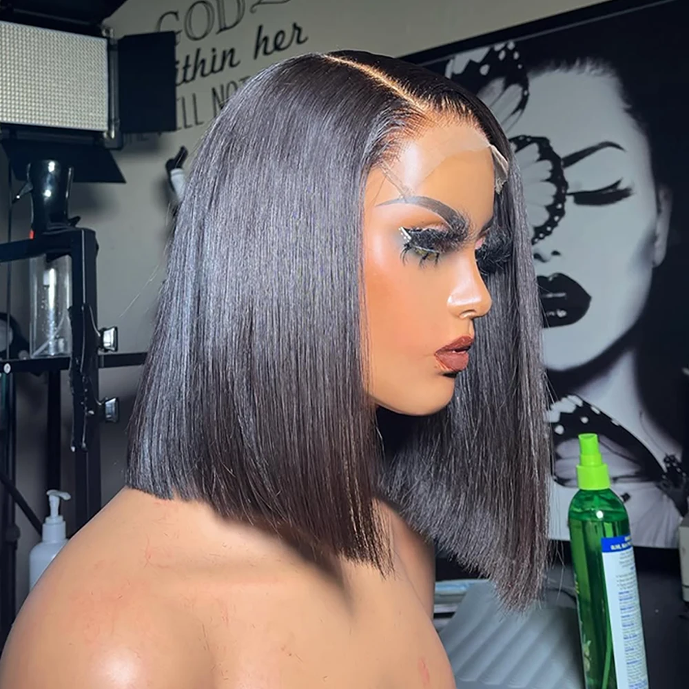 

13x4 HD Lace Bob Wig Human Hair 4x4 Short Straight Bob Wig For Black Women Human Hair Pre Plucked With Baby Hair 200% Density