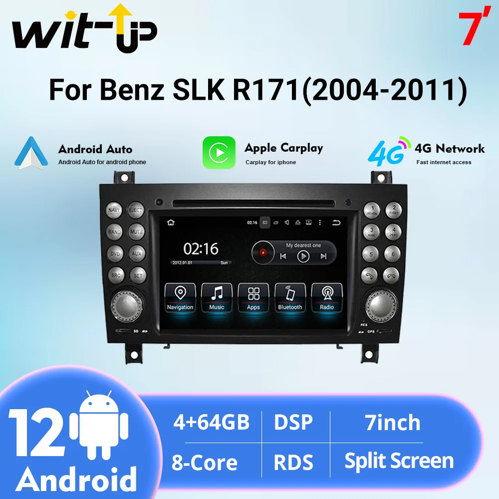 

Автомобильная мультимедийная стереосистема Wit-Up Android 13, для Benz SLK 2004-2012, с Wi-Fi, 4G RAM, Carplay, IPS, сенсорный экран, GPS-навигация, 2 DIN