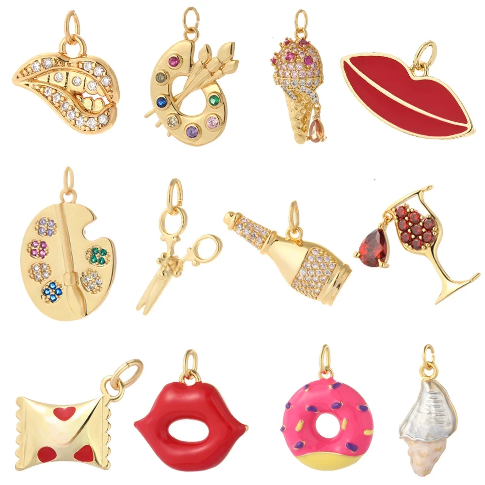 Breloque beignet crème glacée mignonne pour la fabrication de bijoux, couleur or, bijoux de bouche, boucles d'oreilles, Bracelets, porte-clés et Dijes de haute qualité