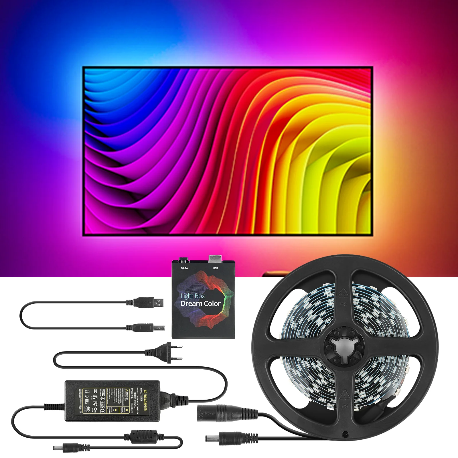 5V WS2812B USB LED Strip light 5050 RGB Dream Color Ambient TV Kit for Desktop PC Screen Background lighting 1M 2M 3M 4M 5M