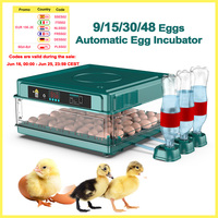 9/15/30/48 Fully Automatic Egg Incubator for Home Automatic Egg Turning  Temperature Control Self Watering for Chickens Ducks