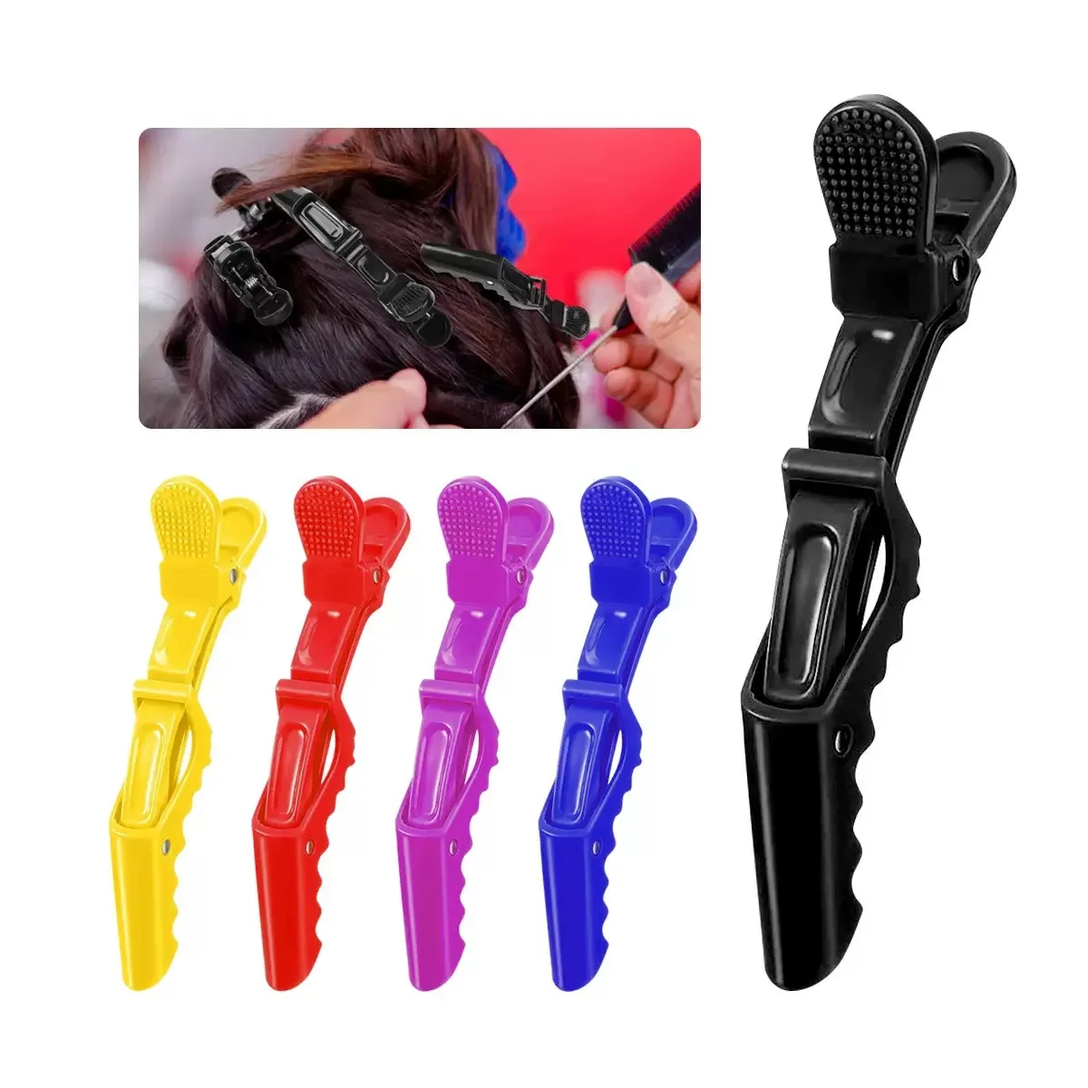 6 pcs Alligator Hair Clips for Styling Sectioning, Non-slip Grip Clips Durable Women Professional  Plastic Salon Hairclip Double-Hinged Design DIY Accessories Hairpins
