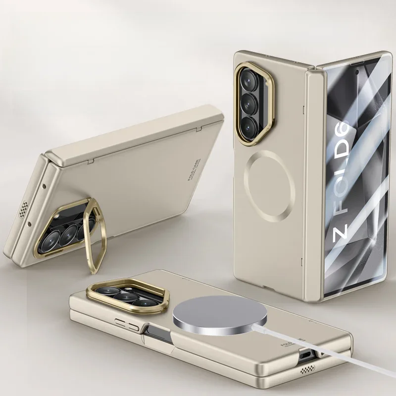 Etui na telefon z magnetycznym zawiasem i ukrytym uchwytem do Samsung Galaxy Z Fold 7 6 5G z folią ochronną na ekran Magsafe i osłoną odporną na wstrząsy — zdjęcie produktu 7