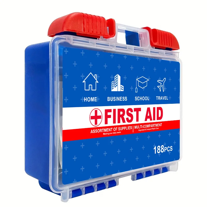 مجموعة الإسعافات الأولية مكونة من 188 قطعة: نظيفة وعلاج وحماية القطع الصغيرة والخدوش. السفر، الطوارئ، البقاء، الصيد، في الهواء الطلق، التخييم والرياضة #4
