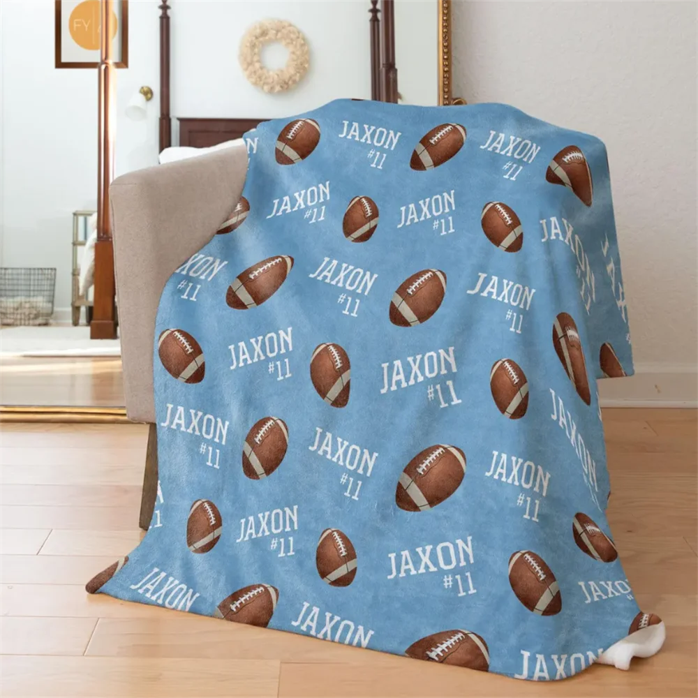 Football Repeating Custom Name Blanket - Fully Customizable - End of Year Award - Gift for Football Players - Personalized Fan