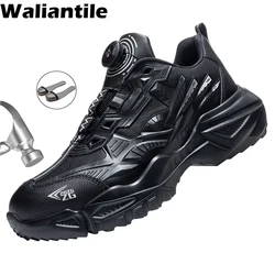 Waliantile Luxury Men Safety Shoes Lightweight Puncture Proof Work Boots Lace Free Steel Toe Indestructible Sneakers Shoes Male