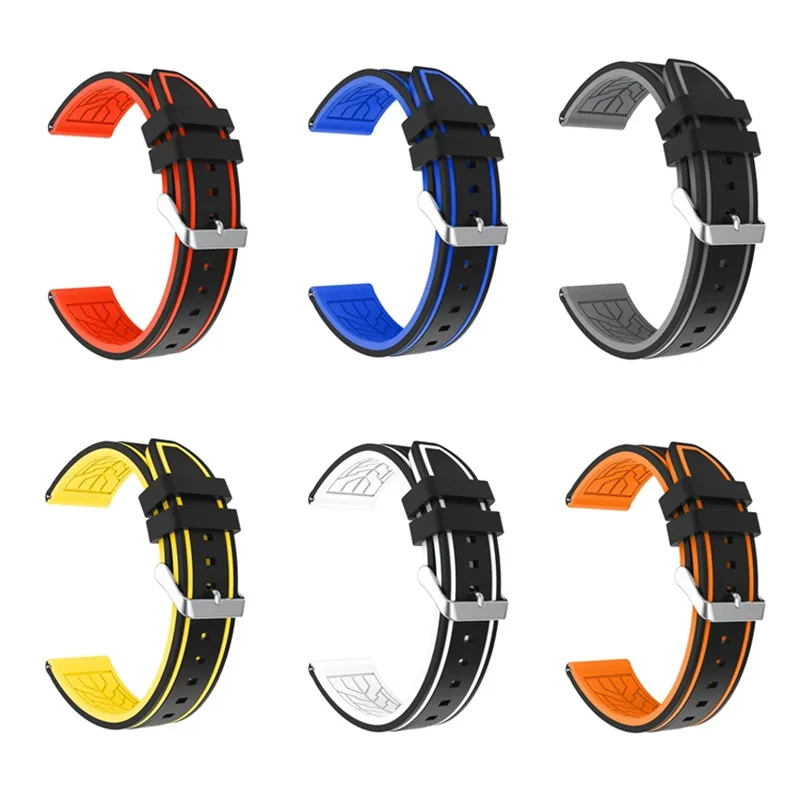 Universal Band High-Quality Two-Tone Silicone Water Proof Strap 20MM 22MM 24MM 26MM Quick Release Watch Strap Watch Accessories