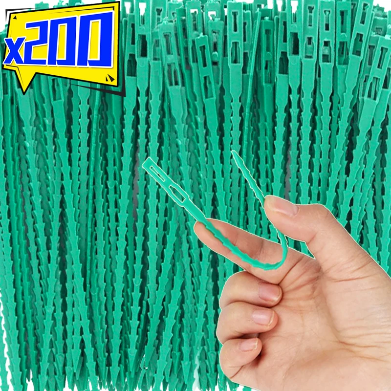 10/200PCS Reusable Garden Cable Ties Plant Support Shrubs Fastener Tree Locking Nylon Adjustable Plastic Cable Wire Fixed Ties