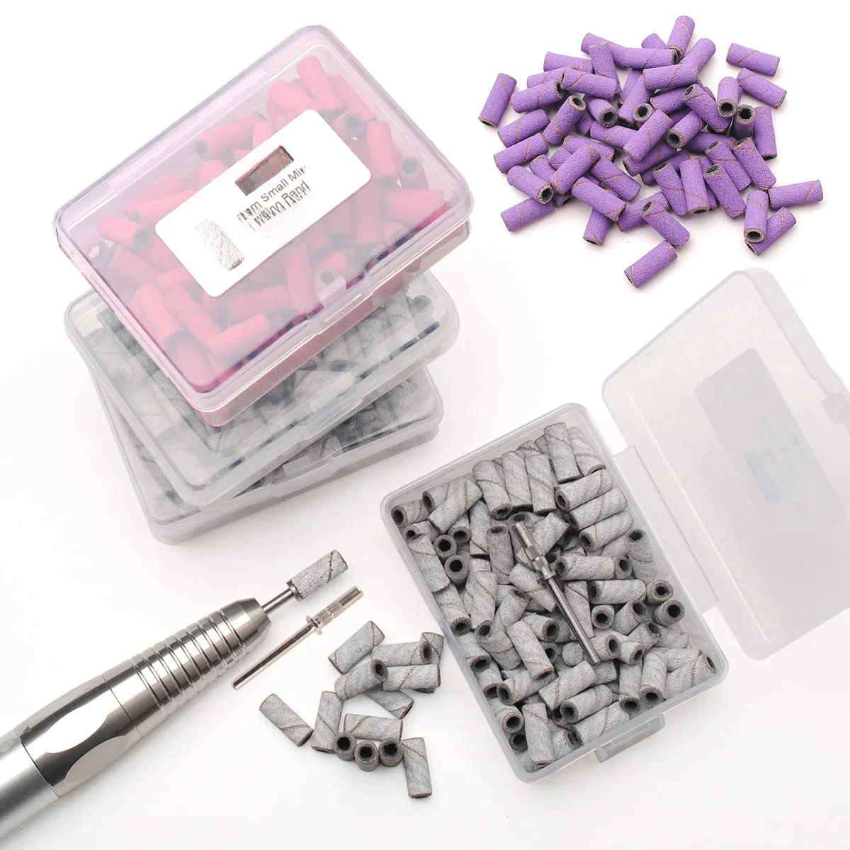 100 sztuk 3.1mm Mini zestawy taśm szlifierskich wiertła do paznokci zestawy trzpieni elektryczne akcesoria do Manicure narzędzie do usuwania martwego naskórka — zdjęcie 2