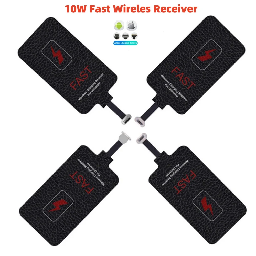 Max 10W 5V Wireless Charging Receiver Coil Universal Type-C Micro USB for iPhone 5 6 7  Samsung A53 5G Xiaomi Poco X6 Poco X3