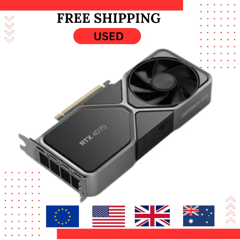 بطاقة رسومات NVIDIA GeForce RTX 4070 Founders Edition سعة 12 جيجابايت مستعملة