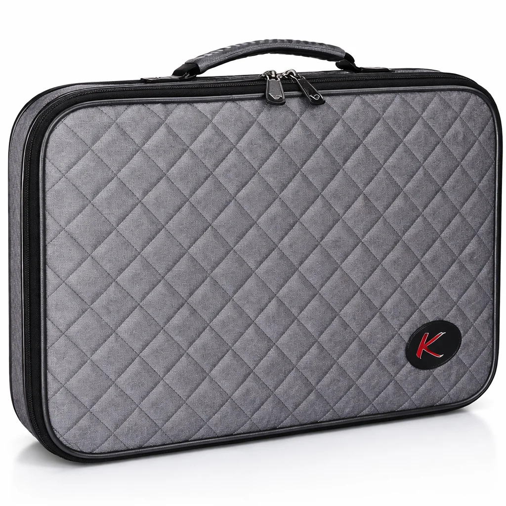 

Стеганая косметичка с плечевыми ремнями, вместительная сумка для макияжа для путешествий и профессионального использования.