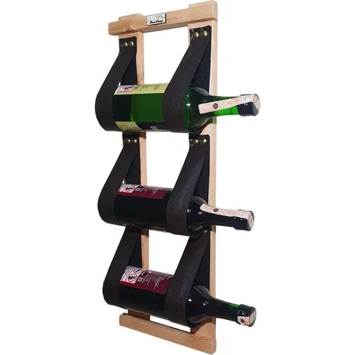 Cintre en cuir pour bouteilles de vin, porte-bouteille en bois, capacité de 3 bouteilles, T1