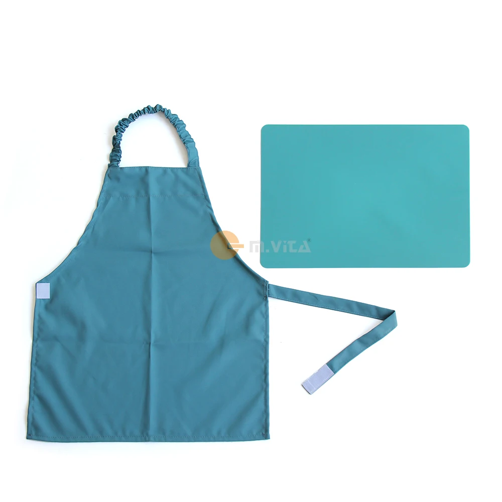 Waterproof Kids Apron and Silicone Working Mat Set for Girl Boy Montessori Practical Life