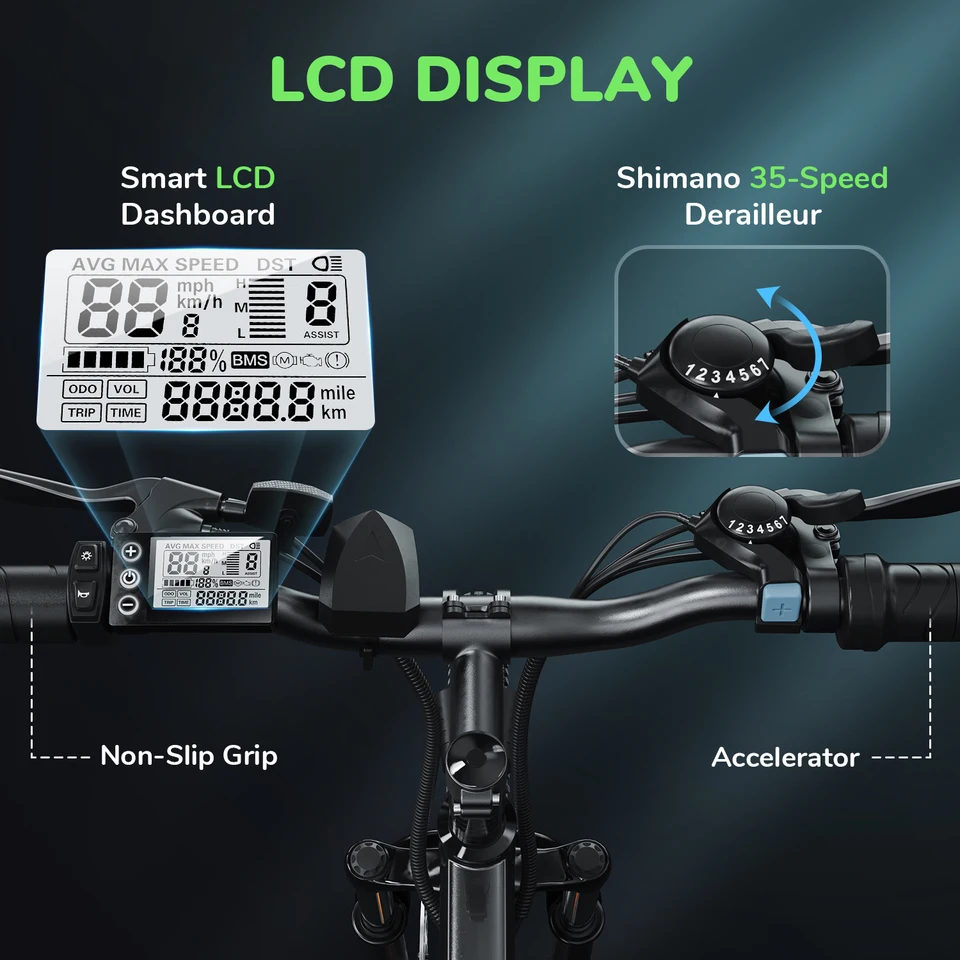 Isinwheel M10 adult E-bike 500W 36V10.4Ah battery commute Electric Bike,26-inch Fat Tire E-Mountain bike image 6