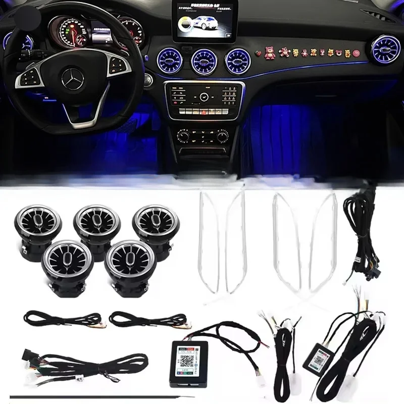 Led 12/64 Kleuren Omgevingsverlichting Voor Mercedes-Benz A/CLA W176/CLA W117/GLA W156 Led Auto Ventilatieopeningen Turbine Nozzle Versieren Verlichting - afbeelding 2
