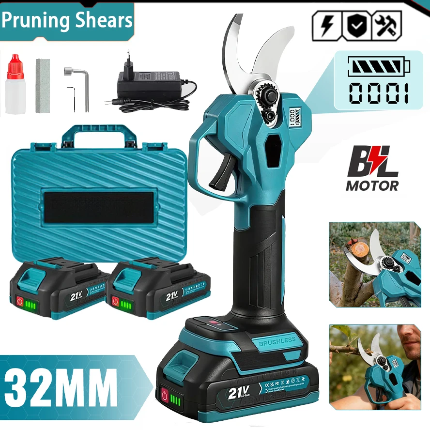 32MM Bürstenlose Elektrische Schere mit Automatischer Geschwindigkeitsregelung, Gartenschere, Schneidwerkzeug-Set für Makita-Akkus