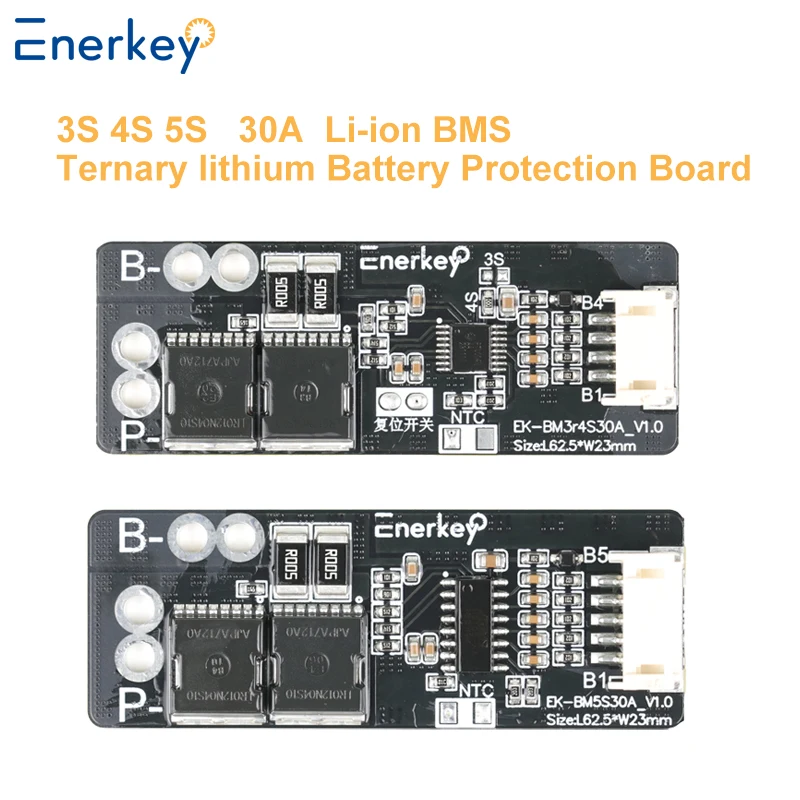 Enerkey 3S 4S 5S 30A BMS 11.1V 14.8V 18.5V Li-ion 18650 Lithium battery protection board / BMS board Standard with NTC