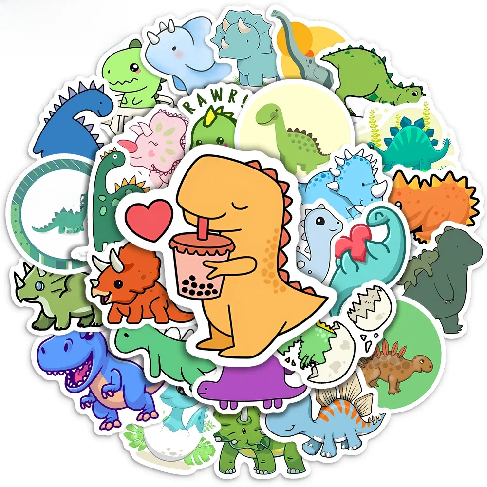 Śliczne naklejki na śliczny dinozaur Kawaii zwierzę samoprzylepne naklejki na laptopa Scrapbook bagaż lodówka Notebook zabawki dla dzieci — zdjęcie 2