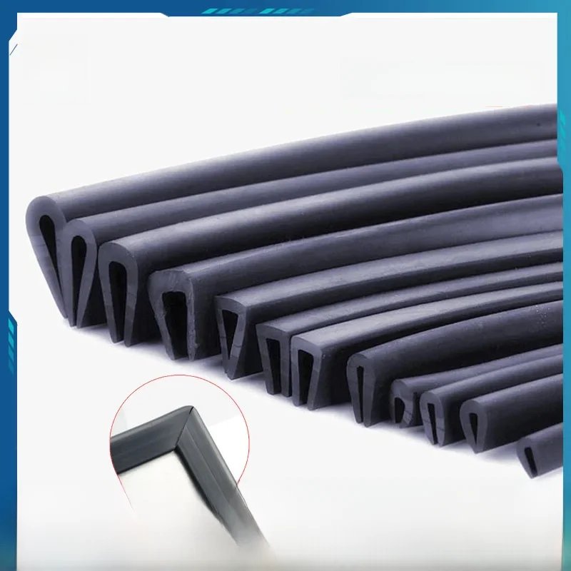 1-5M Schwarz Gummi U-Förmigen Streifen Einfassung Dicht Streifen Anti-Kollision Schutz Metall Glas