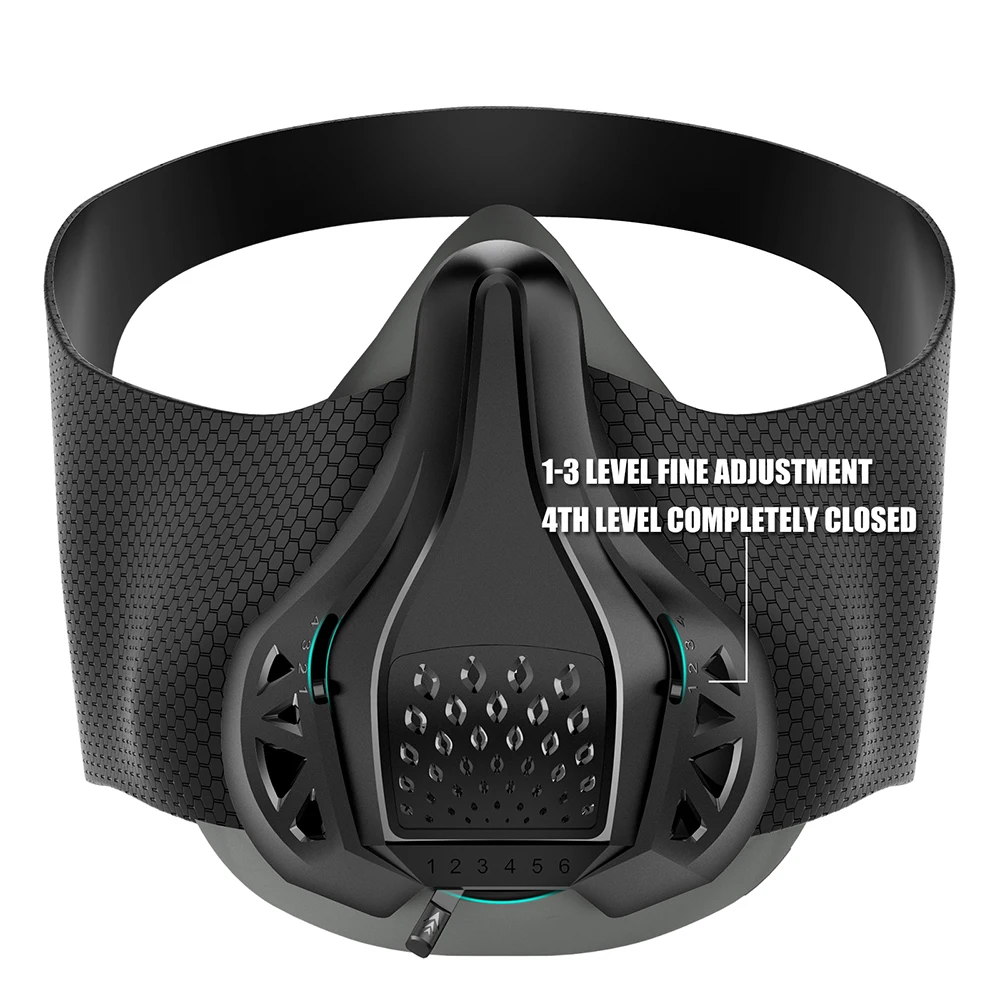 Detachable Breathable Shock Resistant Protective Sports Mask Black  Running Fitness High Altitude Training Fit Sports Mask